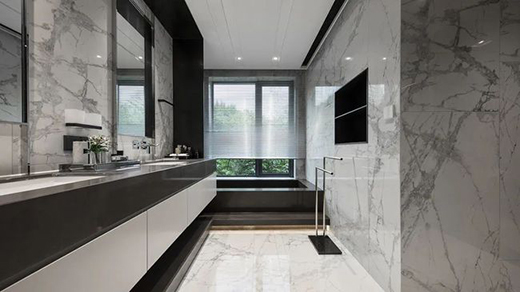 金屬線條與前板吊頂相結(jié)合，詮釋高級(jí)沉穩(wěn)的空間氛圍